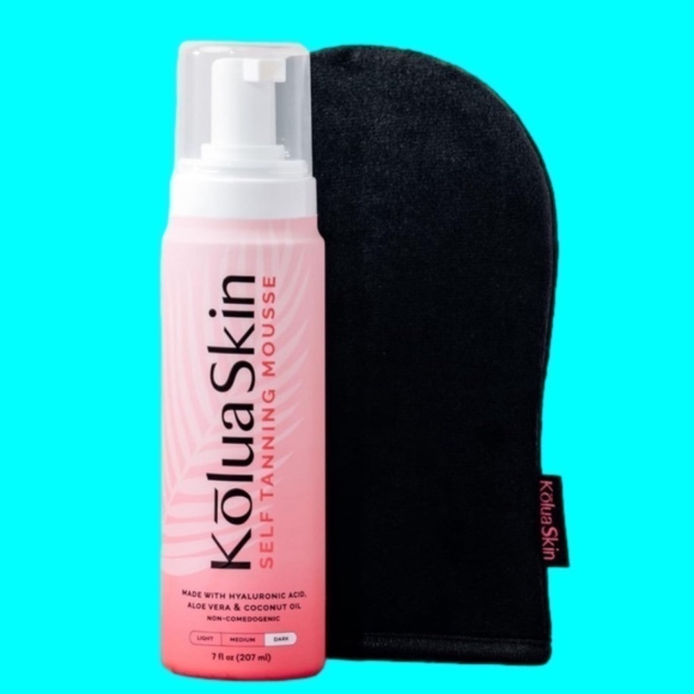 KoluaSkin Self Tan set  Mousse (Dark) + Applicator Mitt Sunless Fake Tan NWT